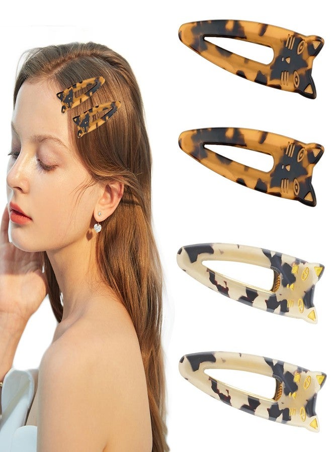 Capiant 4 PACK Cat Hair Clips Cute Cat Barrettes Fashion Alligator Clip Hair Cat Hair Clips for Women(Dark tortoiseshell + Light tortoiseshell) - Image 1